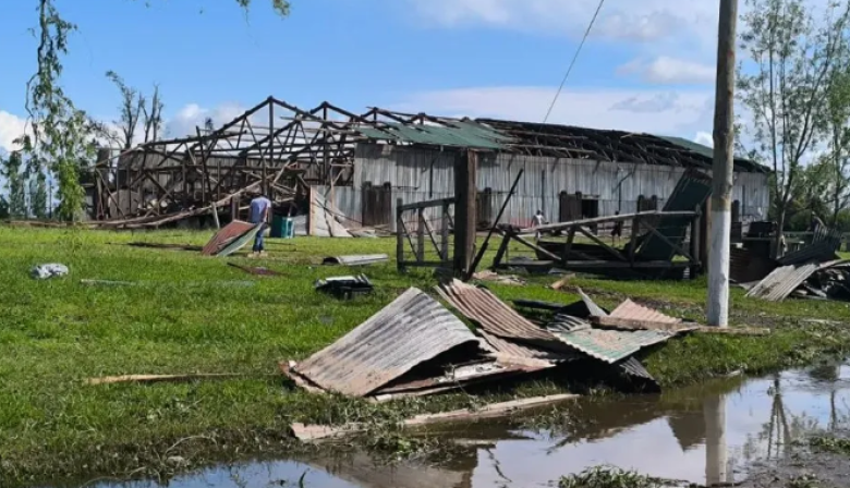 Urdampilleta, el día después del temporal: techos volados, árboles arrancados de raíz y calles anegadas