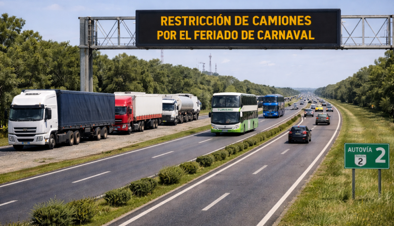 Carnaval 2026: horarios y rutas con restricción de camiones hacia la costa