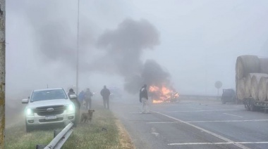 Un banco de niebla provocó un cuádruple choque en la Ruta 2: hay 4 heridos