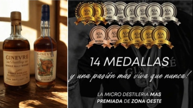 Haedo en lo más alto: la destilería Ginevré de Juan Lanuara ganó 14 medallas en un certamen internacional