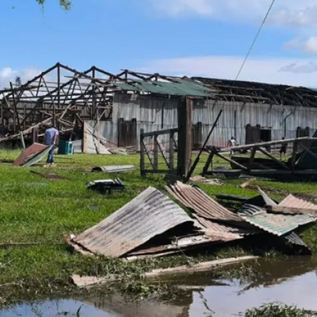 Urdampilleta, el día después del temporal: techos volados, árboles arrancados de raíz y calles anegadas