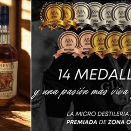 Haedo en lo más alto: la destilería Ginevré de Juan Lanuara ganó 14 medallas en un certamen internacional